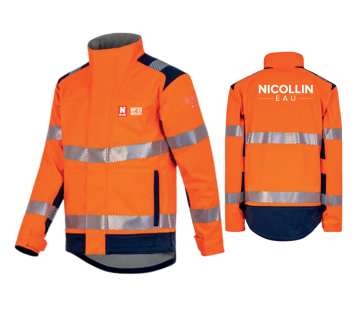 SOFTSHELL MULTIRISQUE PHENIX T2S ORANGE  + LOGOS BRODERIES NON FEU DOS ET COEUR