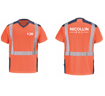 TEE-SHIRT HV ORANGE/MARINE GHARBI COEUR + DOS...
