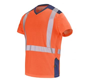TEE-SHIRT HV ORANGE/MARINE GHARBI COEUR + DOS...